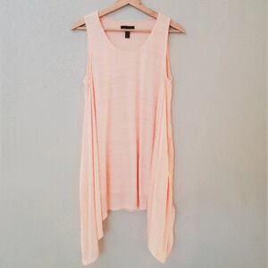 💚5/$25 H by Halston Pink Flowy Long Top Mini Slip Dress Layered Tank Size Small